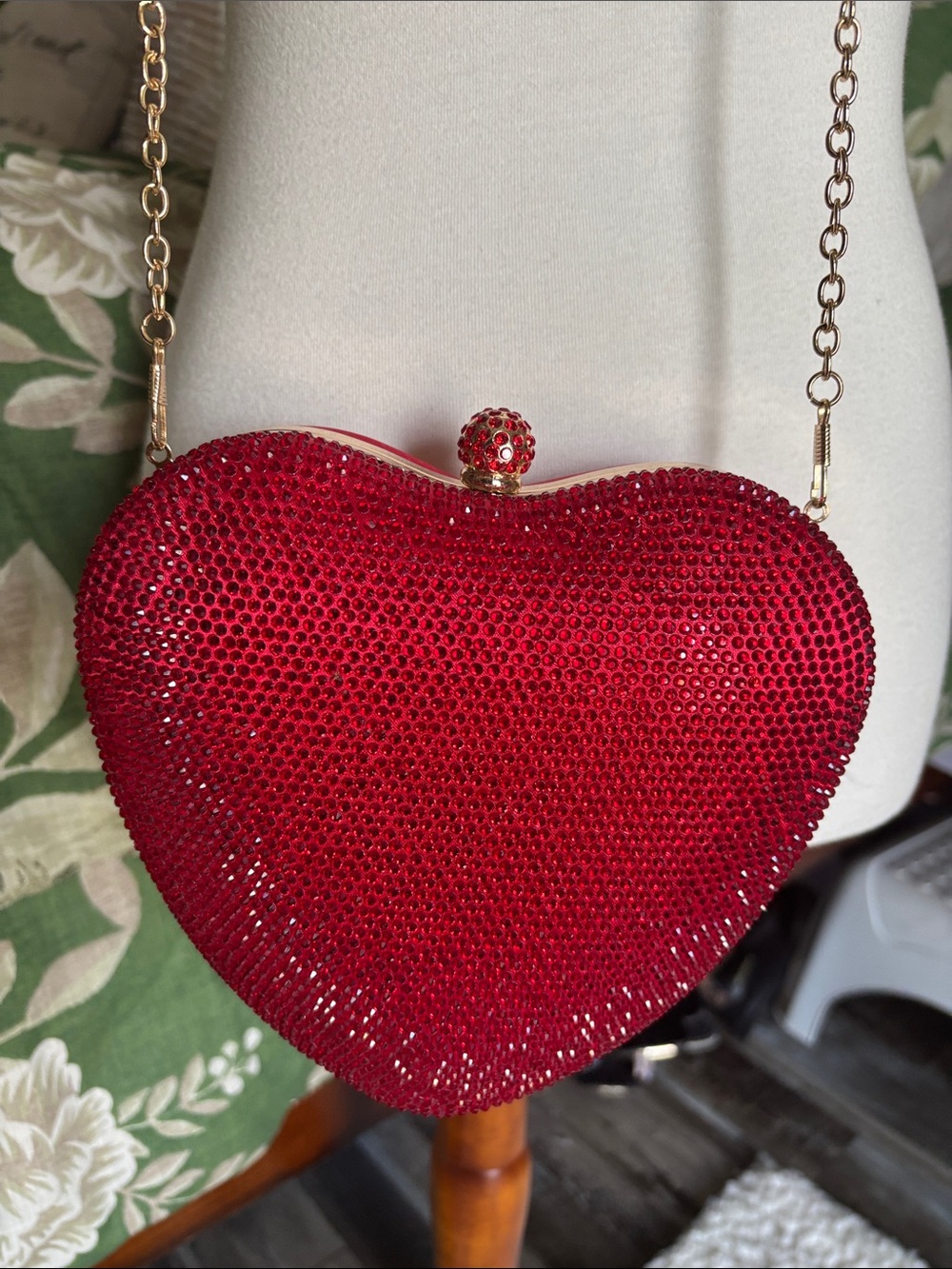 Red Crystal Heart Crossbody Bag - Unbranded